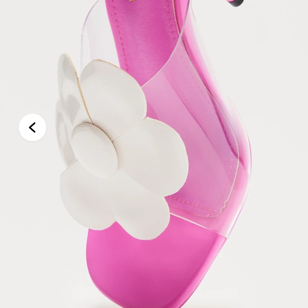 Fashion Nova Pink and White Floral Sandals